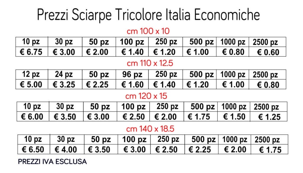 prezzi sciarpe tricolori italia