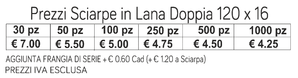 prezzi sciarpe in lana doppia cm 120 x 16